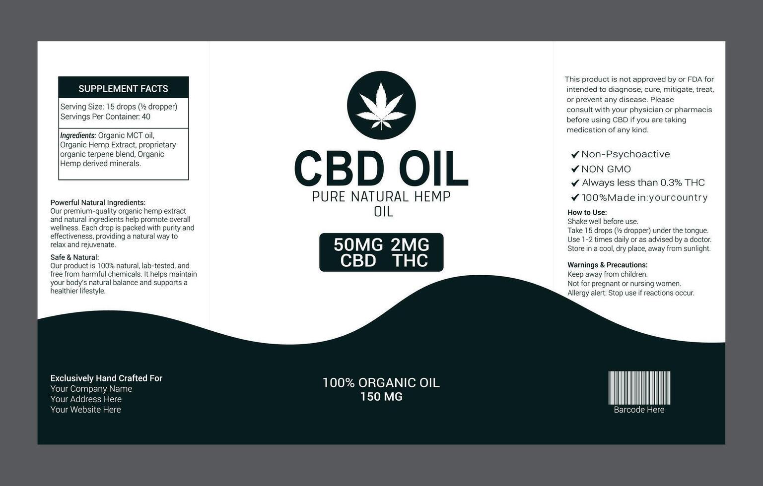 Elegant CBD Oil Label Template vector