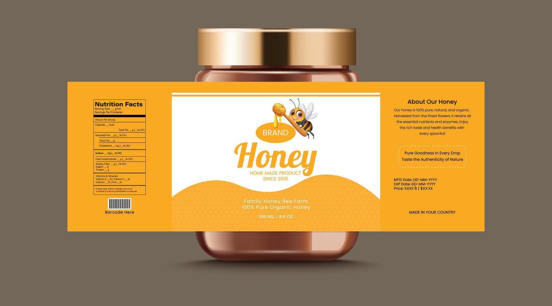Honey Jar Packaging Label Template vector