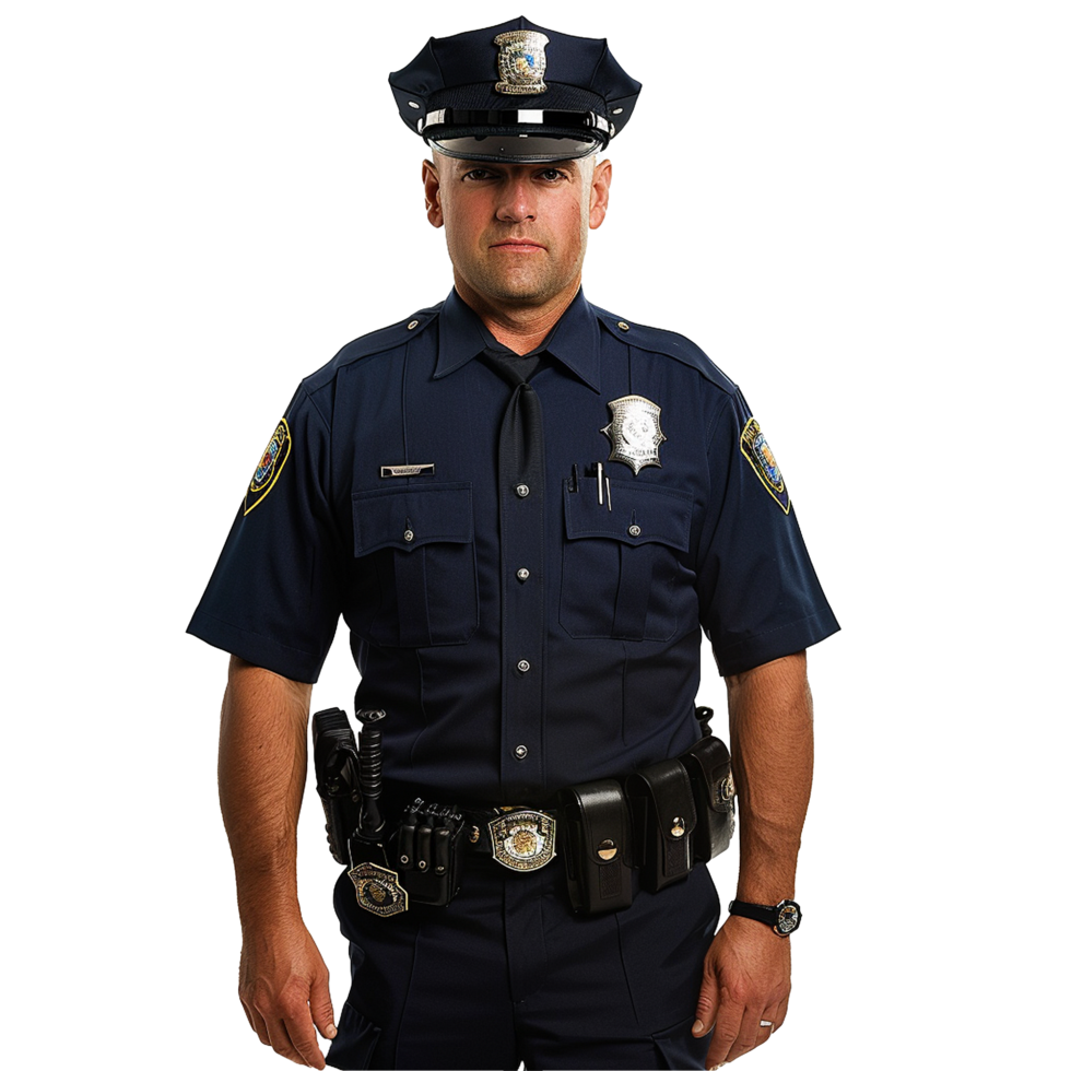 Portrait of Confident Police Officer in Full Uniform png