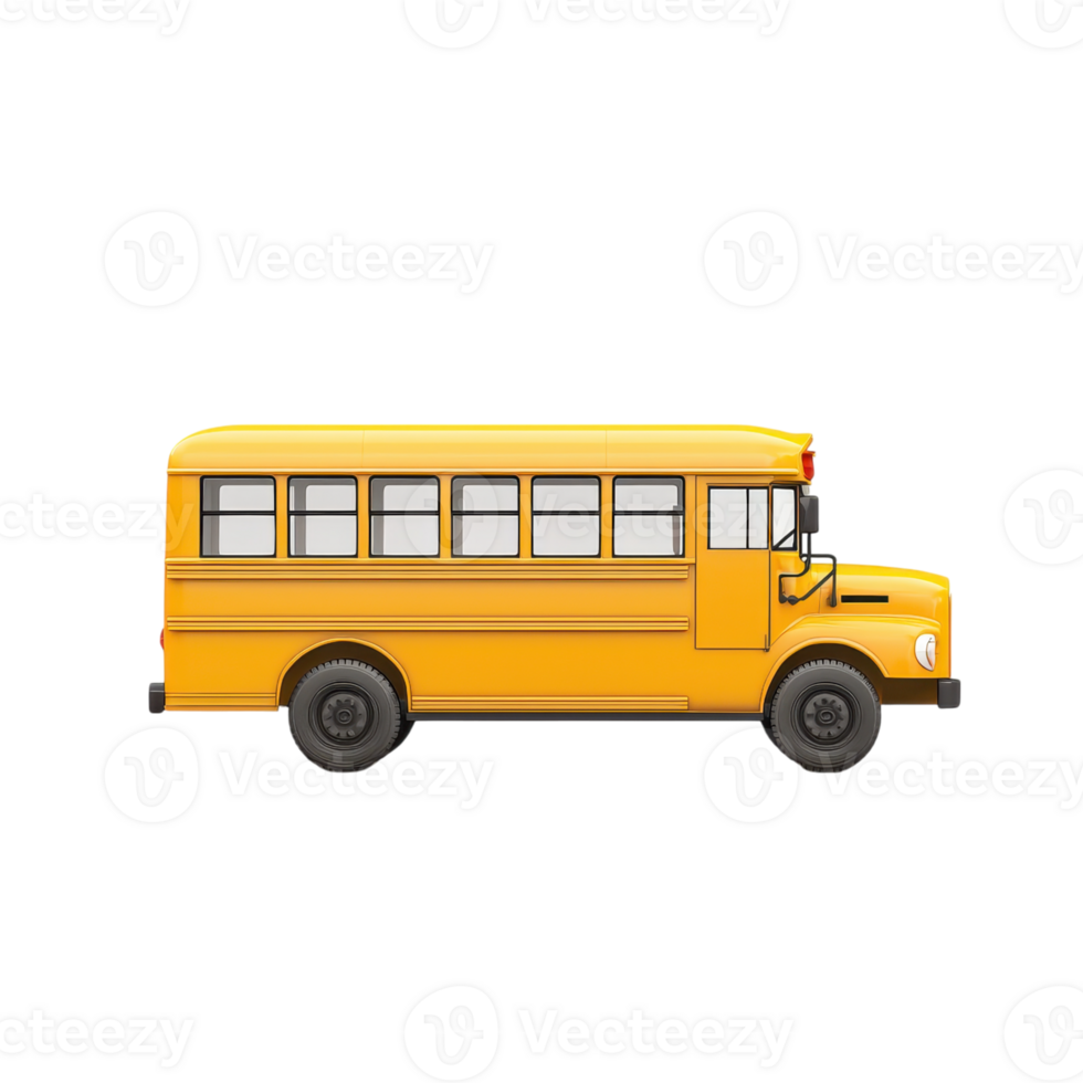 Illustration of a yellow school bus on a transparent background. Concept of transportation, education, and school. png