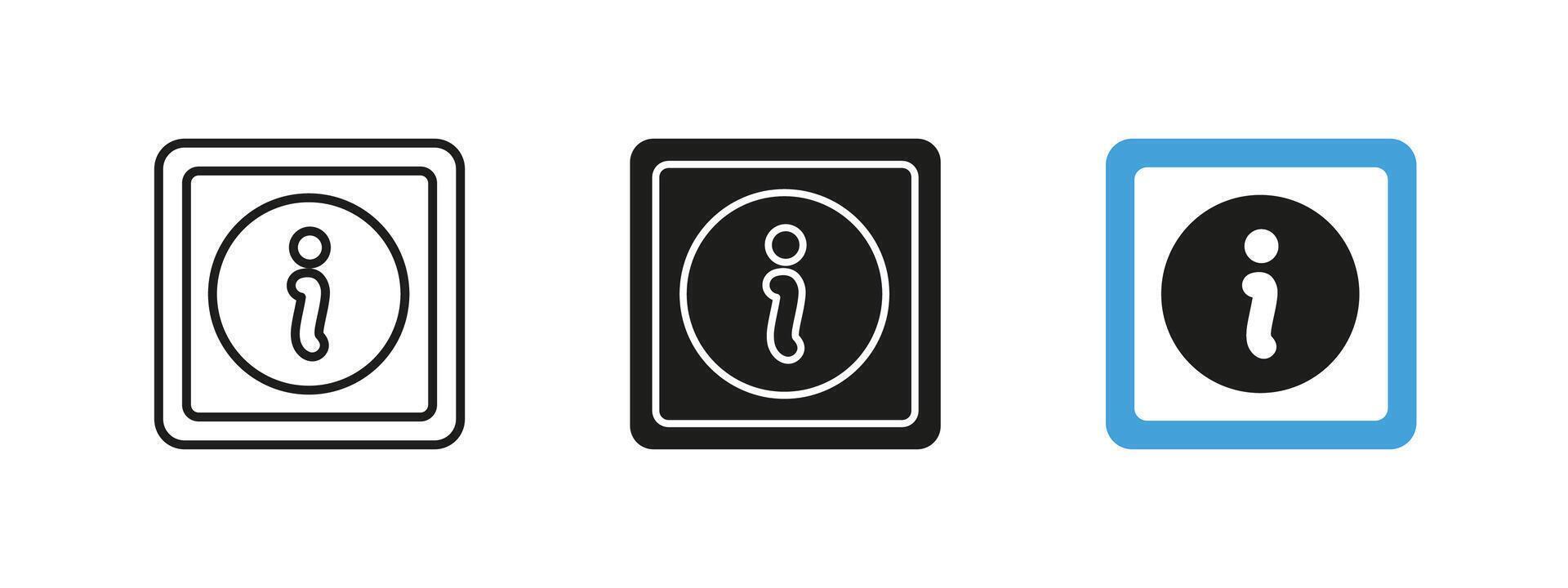 Information icon. Symbol for guidance and assistance illustration. Public service sign for navigation, communication and knowledge sharing vector