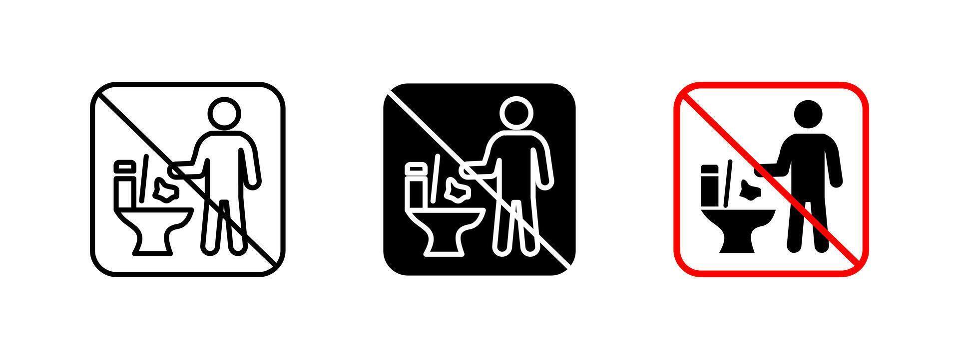 Toilet waste prohibition icon. No trash disposal illustration. Restroom hygiene and sanitation warning sign. Forbidden flushing of non-biodegradable items to prevent plumbing issues. vector