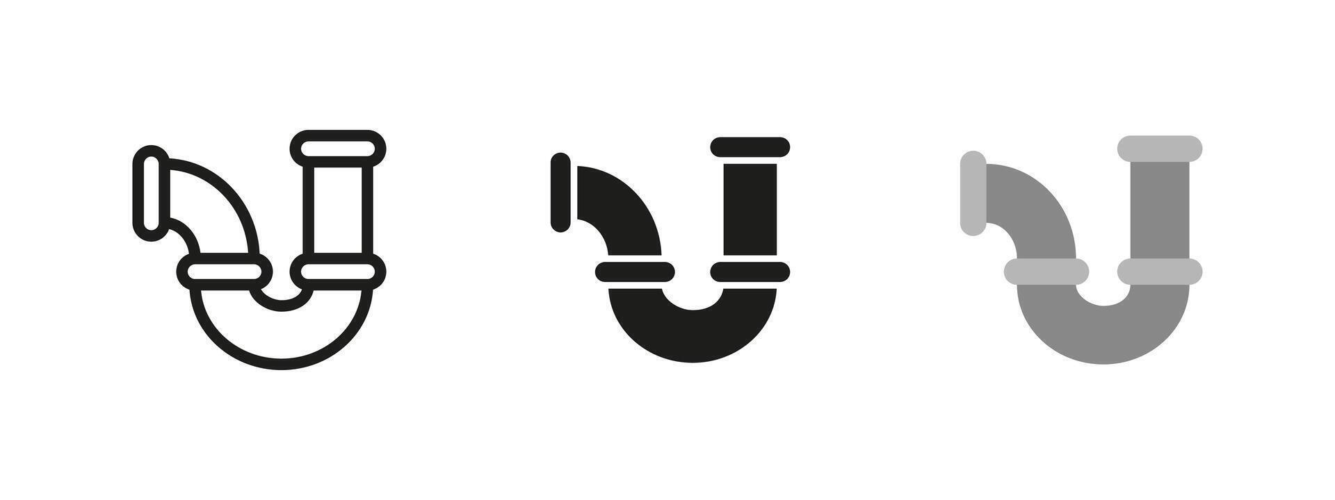 Pipe icon. Plumbing drain illustration. Sewer and water pipeline symbol for household and construction use. Infrastructure and sanitation concept representing drainage and waste management. vector