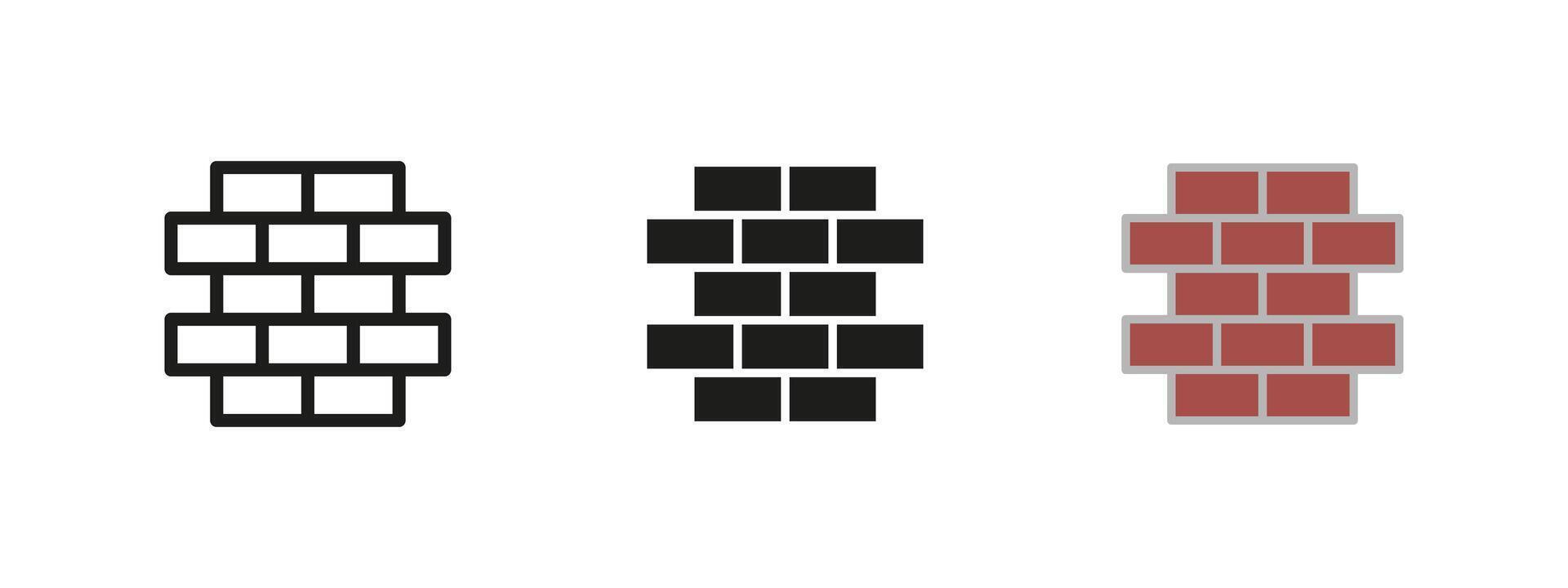 Brick wall icon. Construction material illustration. Architectural masonry symbol representing durability and structure in building design. Industrial and urban protection pictogram. vector