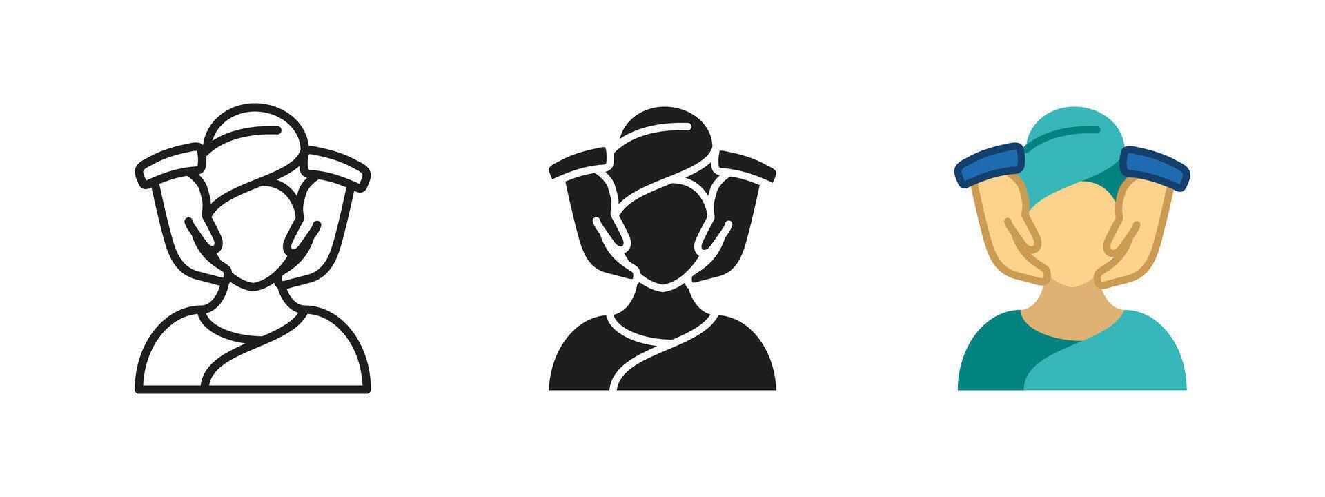 Face massage icon. Relaxation and beauty illustration. Spa, skincare and wellness symbol. Facial therapy and rejuvenation concept. Stress relief and self-care pictogram for soothing treatment. vector