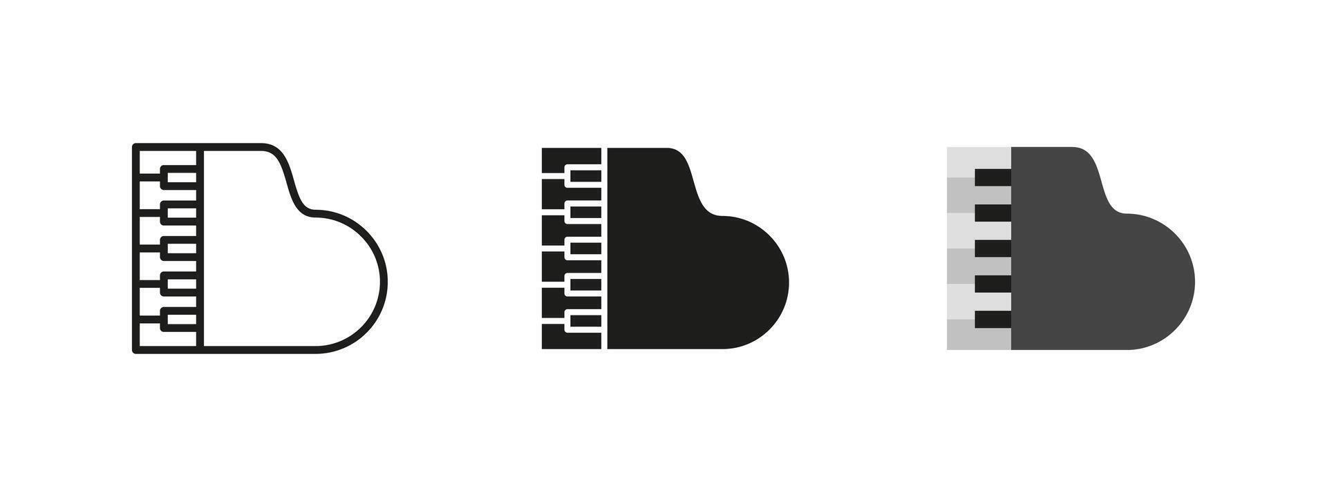 Piano icon. Grand piano illustration. Symbol of melody, harmony and musical performance. Acoustic instrument pictogram for concerts, symphonies and artistic expressions. vector