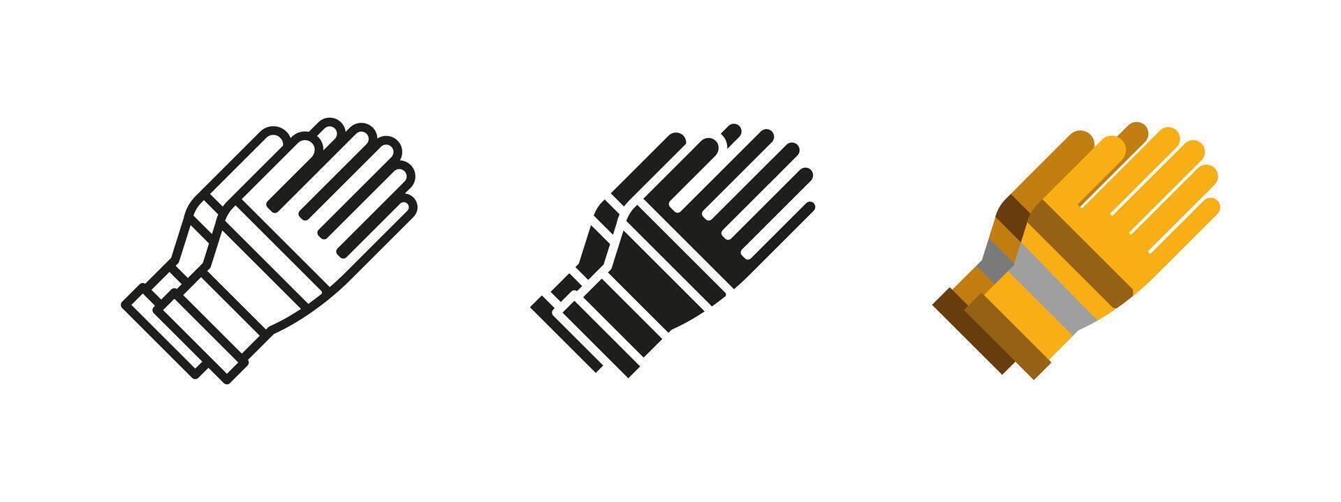 Glove icon. Protective work glove illustration. Safety equipment symbol for industrial and construction use. Durable hand protection pictogram for mechanics, workers and workplace security. vector