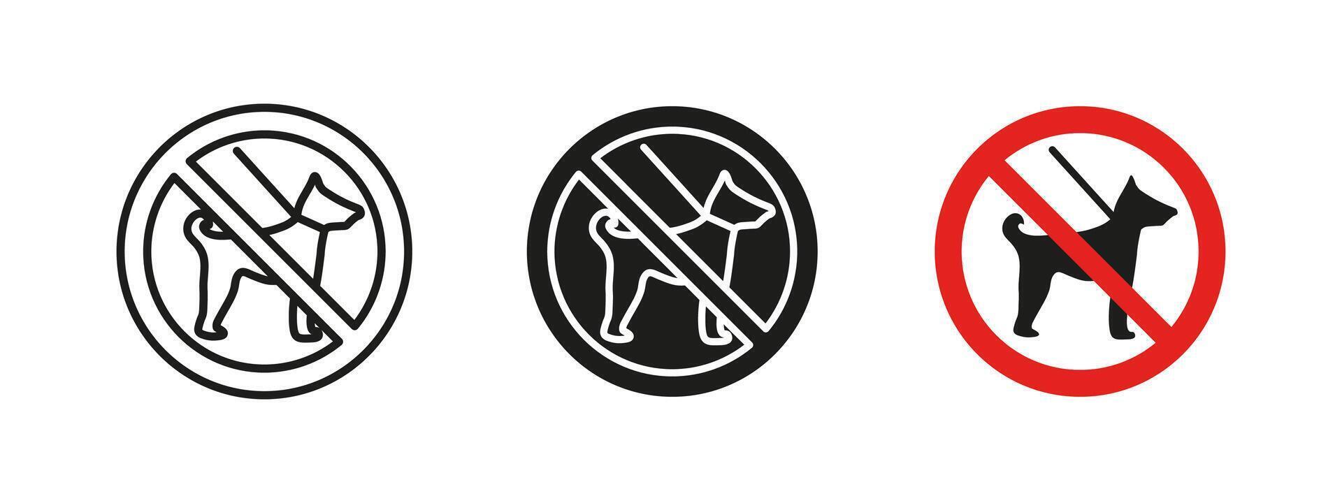 No dogs icon. Pet restriction illustration. Prohibited entry sign for animals in public areas. Regulation and safety warning symbol for parks, facilities and protected environments. vector