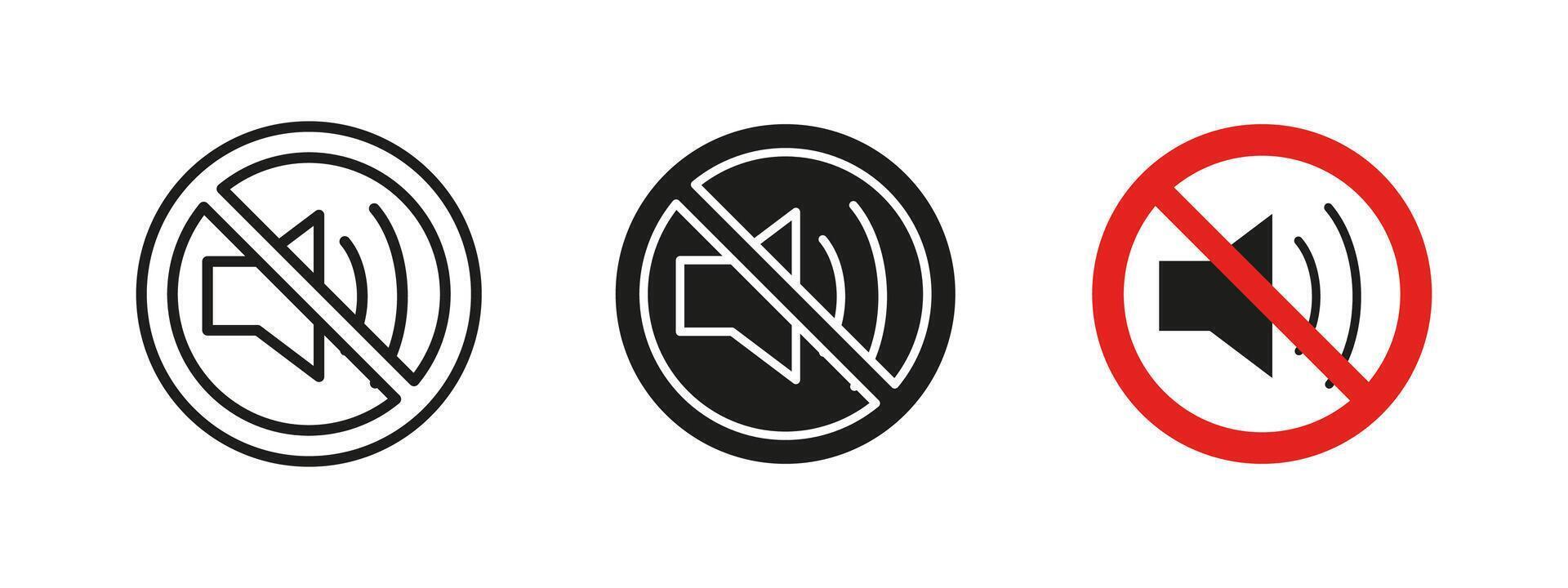 Mute icon. Sound off illustration. Volume restriction and audio prohibition symbol. Silence and no speaker sign. Notification control and warning pictogram. vector