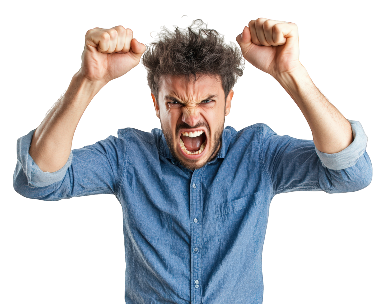 A man with an angry expression on his face png