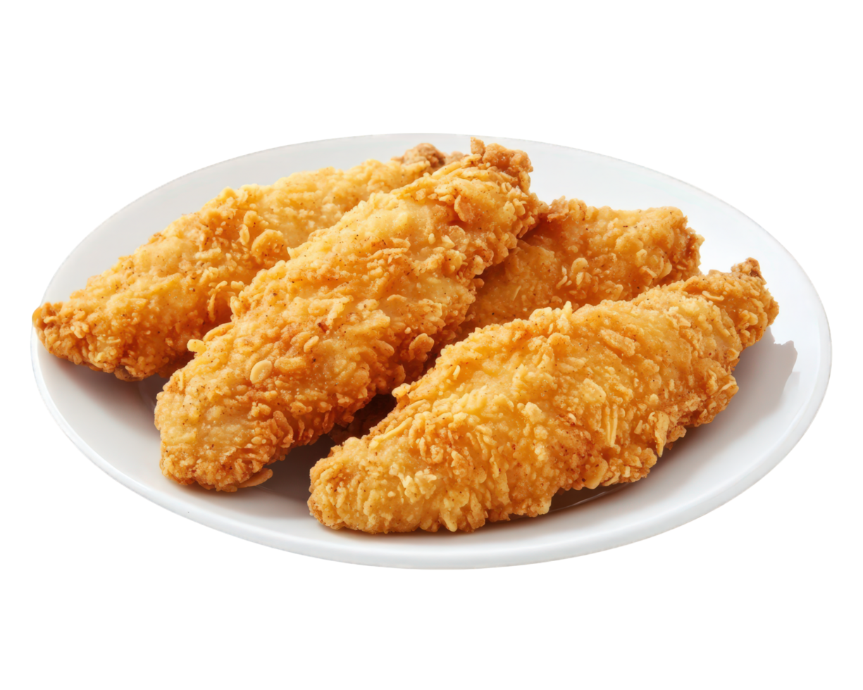 Three pieces of fried chicken on a plate png