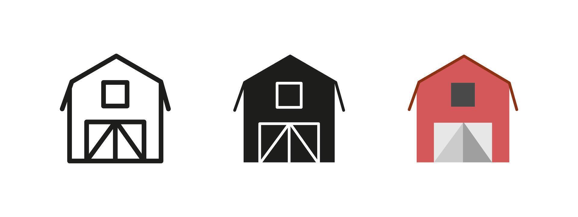 Barn icon. Farm building illustration. Rural storage and agriculture facility symbol. Farming, countryside and livestock structure concept. vector