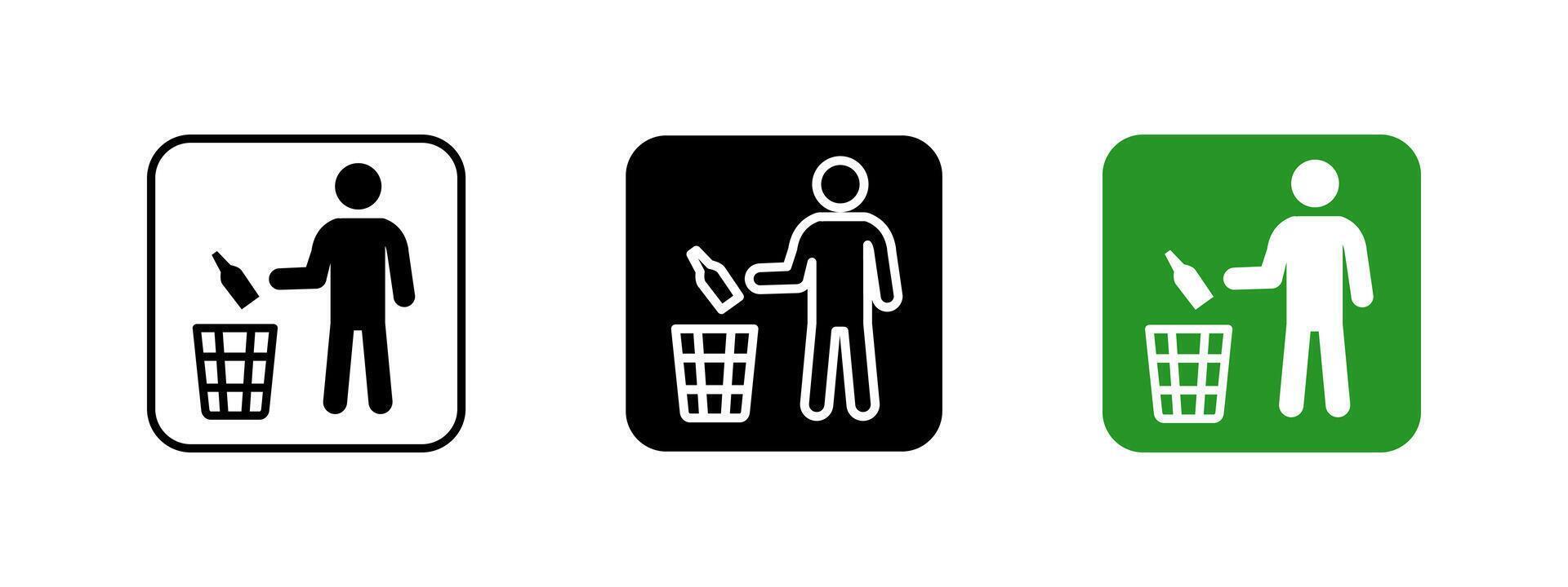 Trash disposal icon. Waste management illustration. Environmental responsibility and public cleanliness symbol for hygiene and sustainability. Litter cleanup pictogram. vector