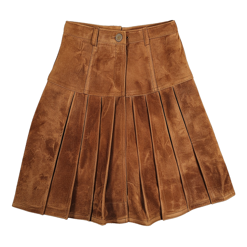Brown Leather Pleated Mini Skirt Womens Fashion Autumn Winter ALine Vintage Retro Style png
