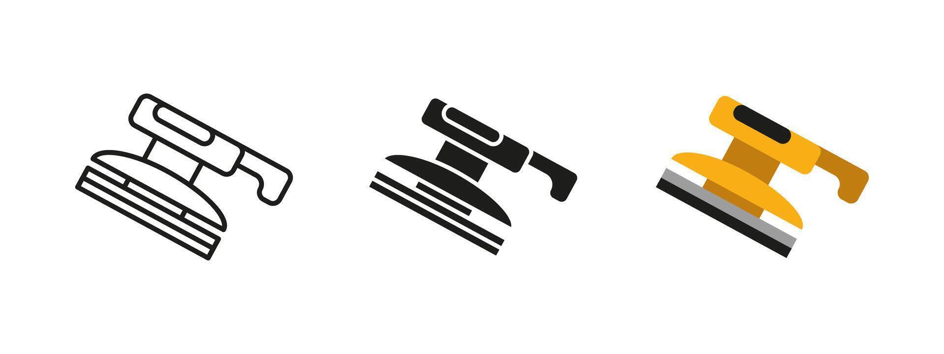 Sander icon. Electric sanding tool illustration. Handheld power equipment used for smoothing and polishing surfaces in woodworking, construction and renovation. vector