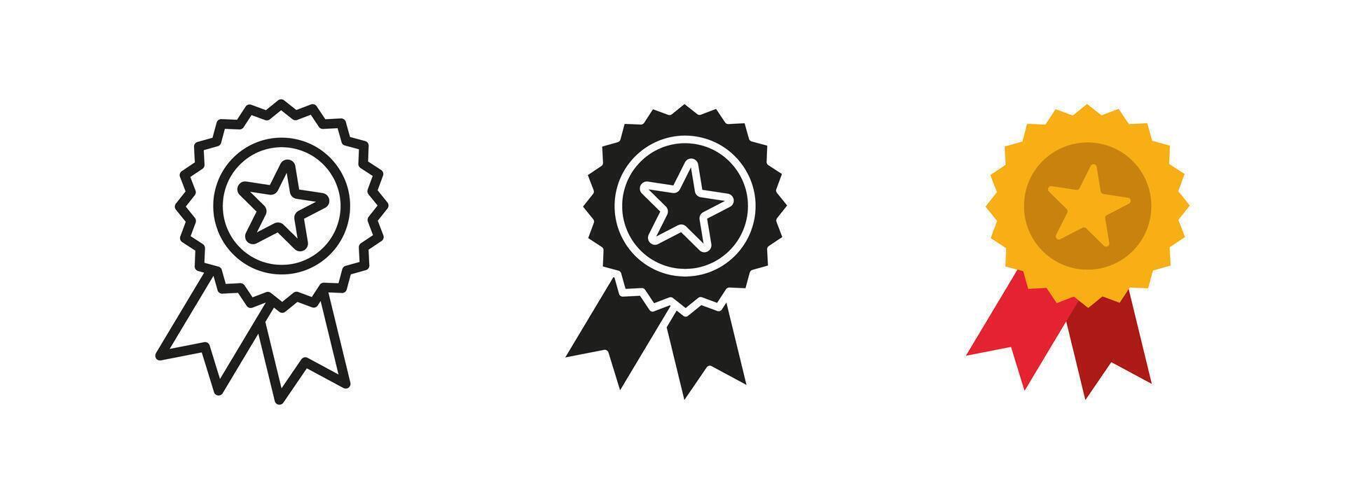 Award icon. Star badge illustration. Honor, achievement and excellence symbol. Recognition and success pictogram. Certification and competition prize concept. vector