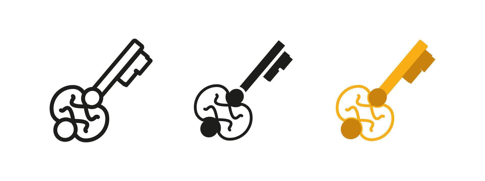 Golden key icon. Classic ornate security symbol with elegant design. Luxury access and wealth sign. Royal vintage key illustration for success and exclusivity. vector