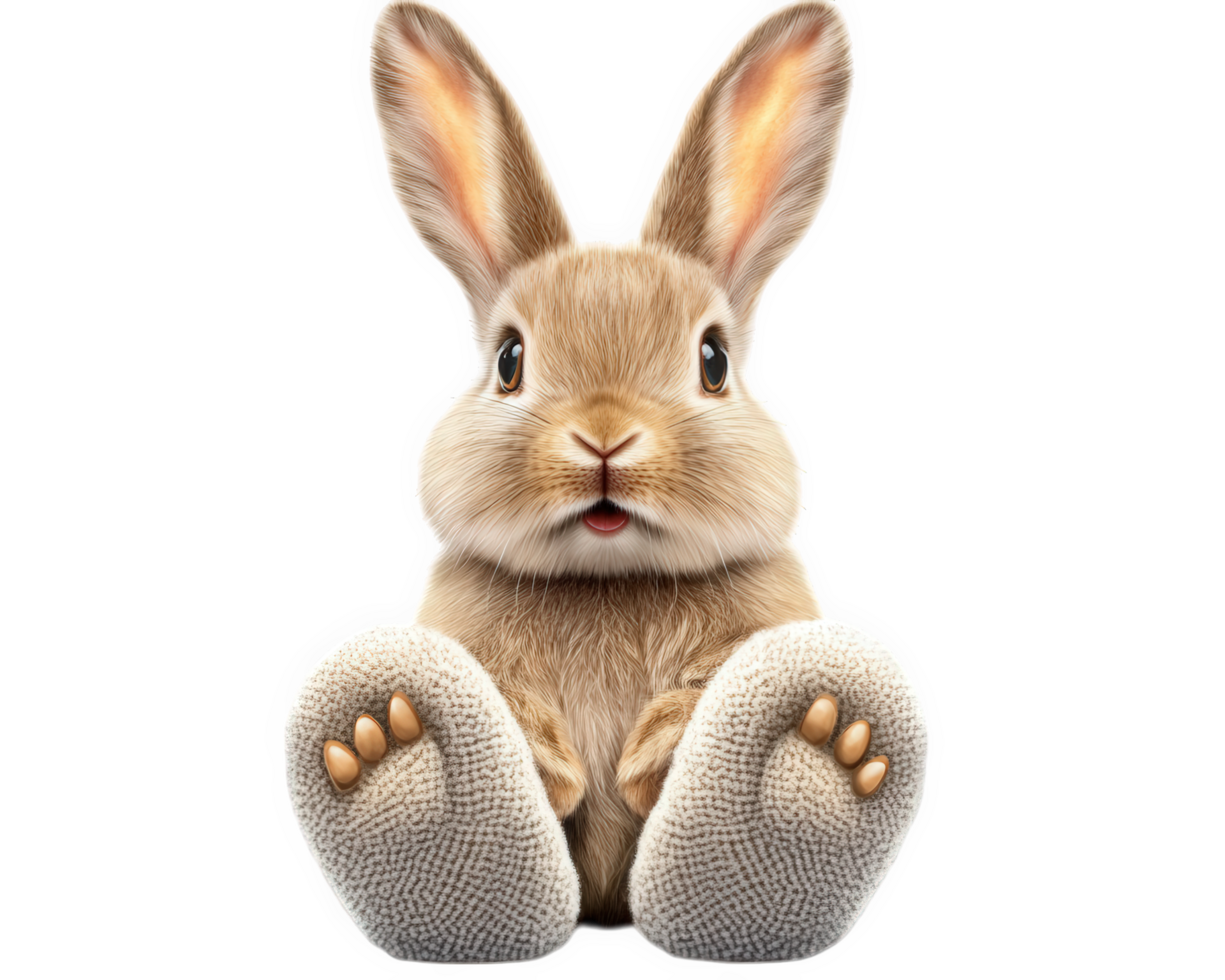 A brown rabbit with its feet in the air png