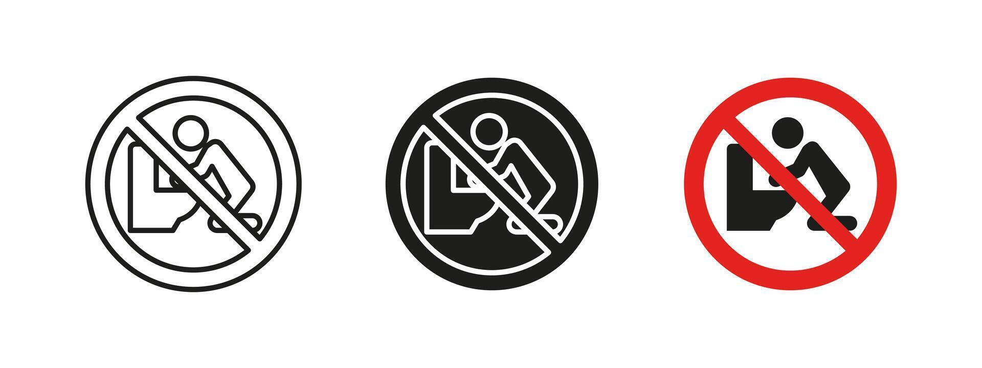 No vomiting toilet icon. Restroom hygiene restriction illustration. Safety sign for public cleanliness. Health and sanitation pictogram for proper restroom use and regulations. vector