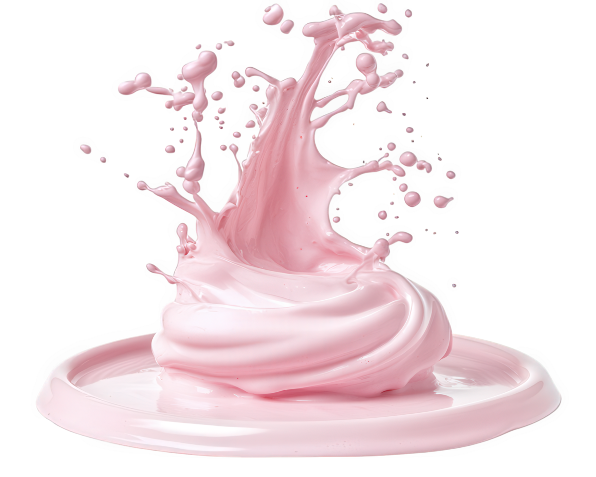 A pink liquid is splashing on a plate png