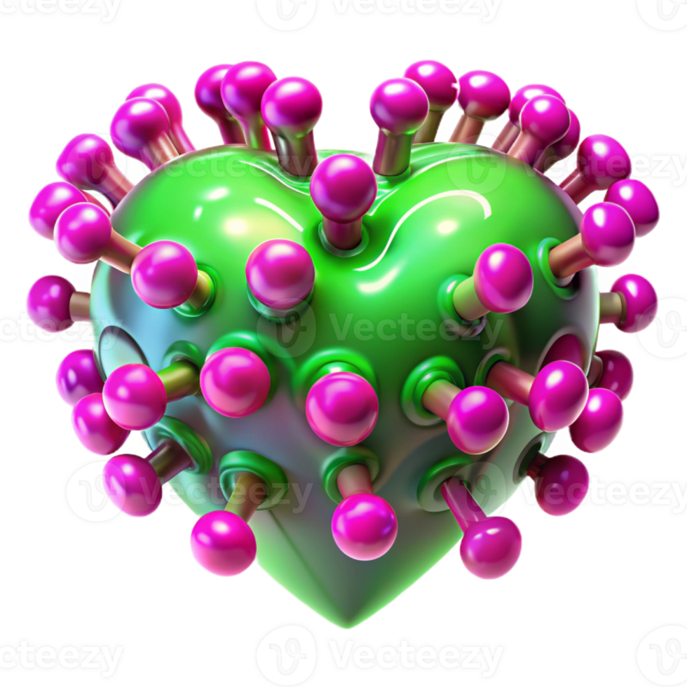 magnificent creative A swarm of nanobots forming the shape of a human heart, glowing with vibrant neon pink and green, microscopic detail, digital art style authentic png