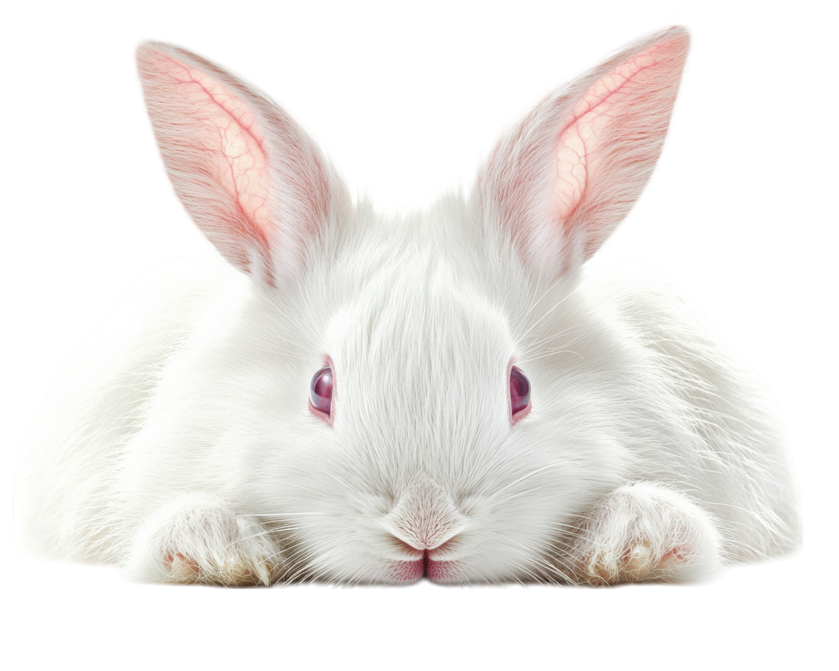 White rabbit on black background png