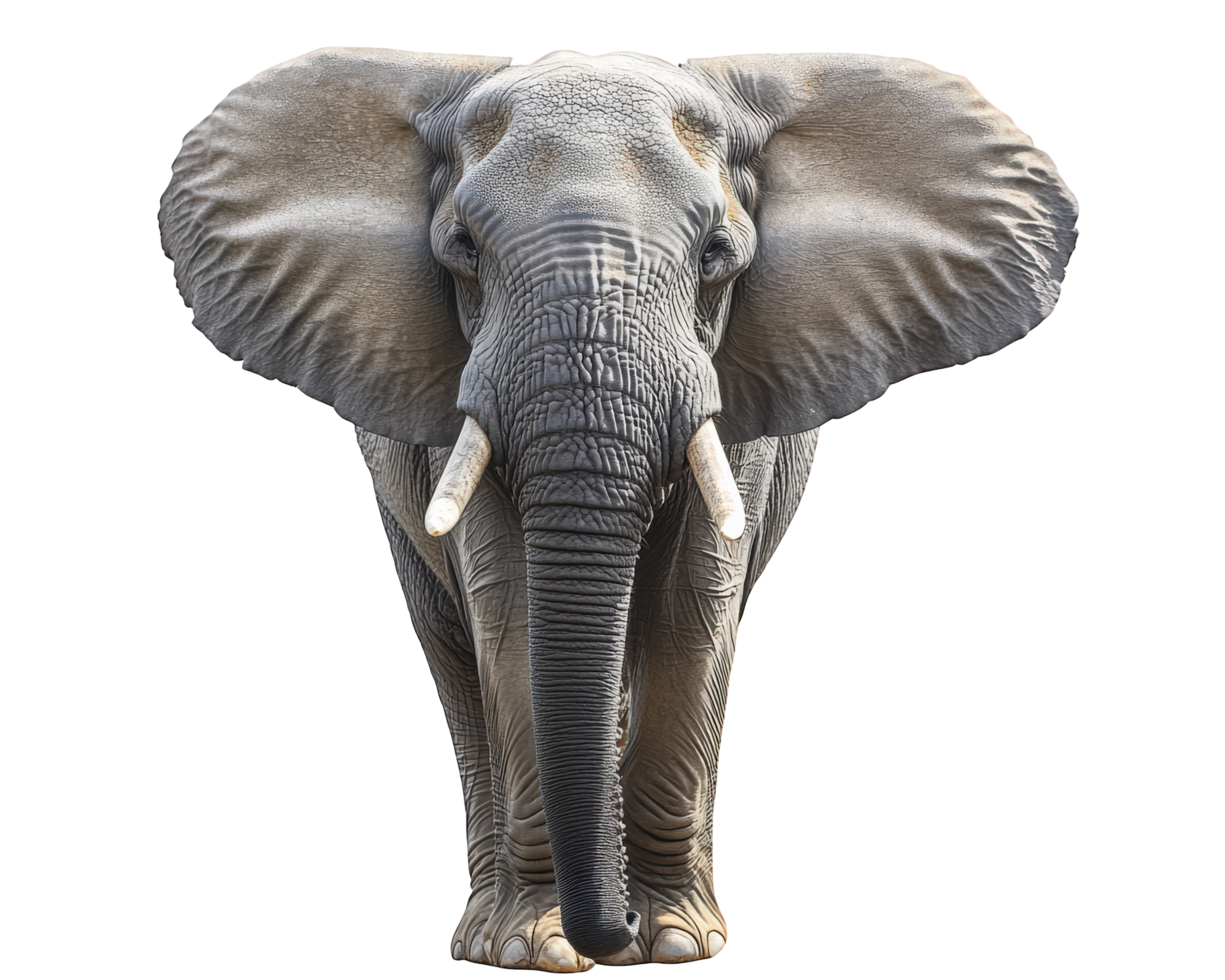 An elephant is standing in front of a black background png