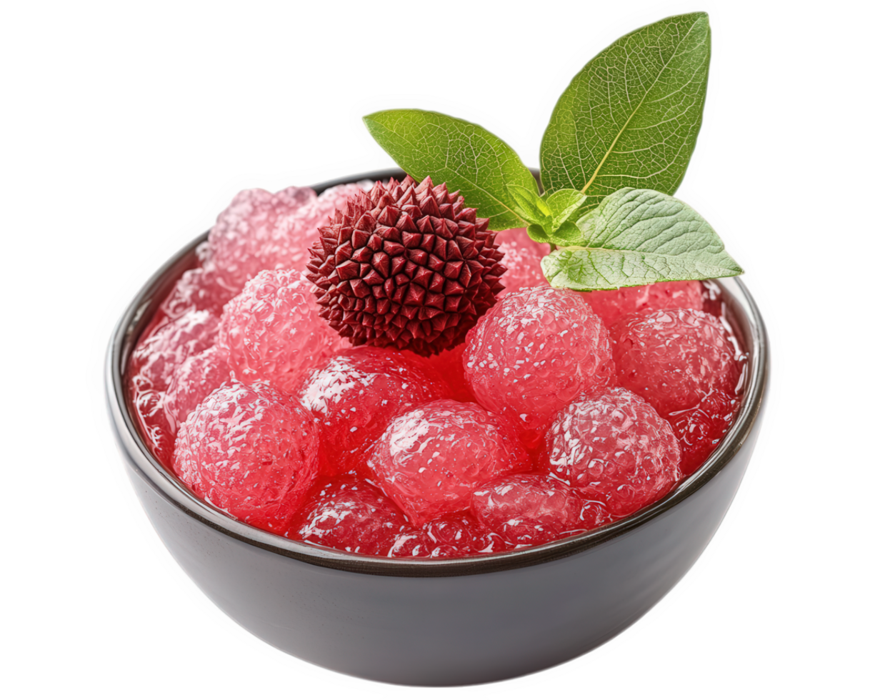 A bowl of ice cream with a strawberry on top png