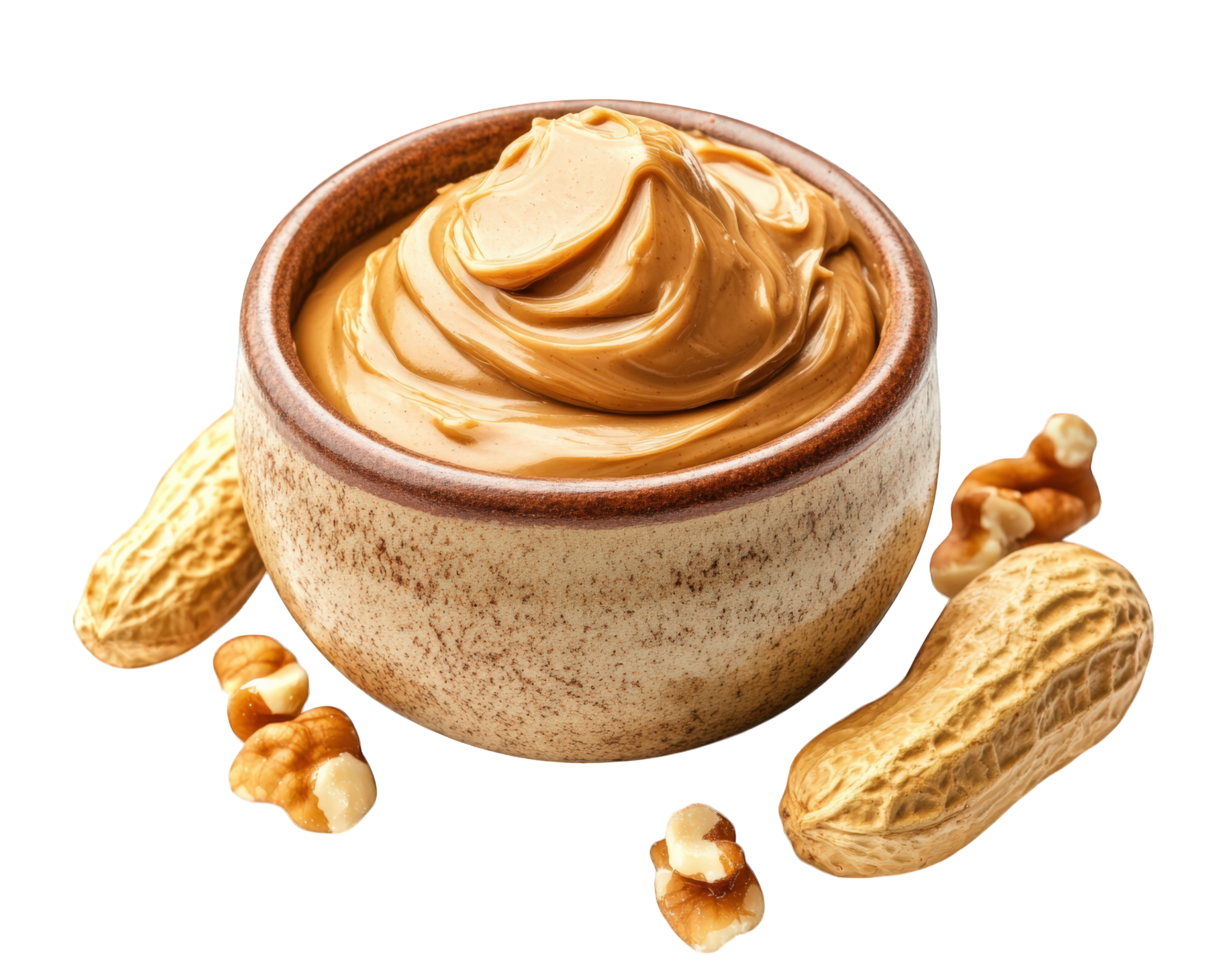 Peanut butter in a bowl with peanuts png