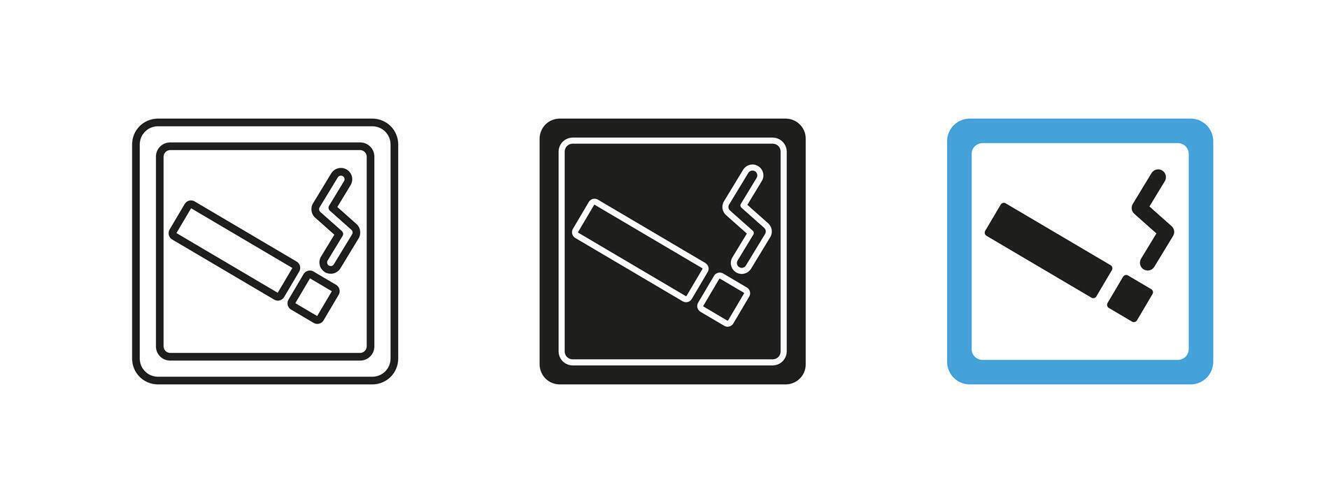 Smoking area icon. Smoker zone for cigarette consumption illustration. Permitted smoking space and lounge sign. Public facility indicator for smokers, indoor and outdoor usage pictogram. vector