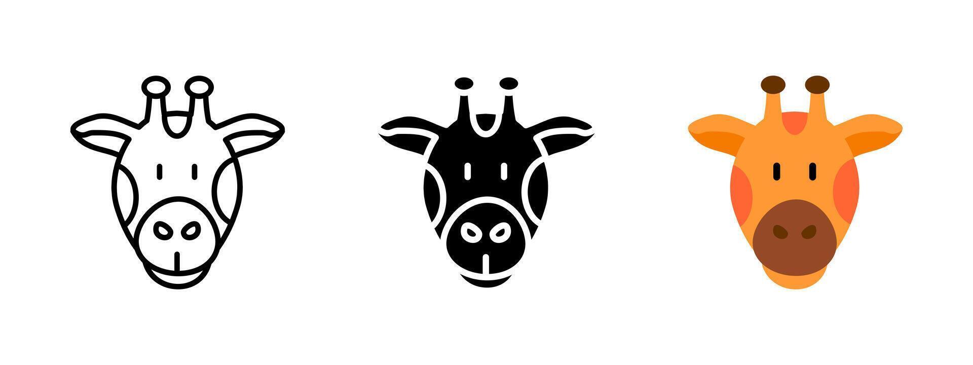 Giraffe icon. Giraffe face with cute horns and smiley face illustration. Wildlife mammal pet symbol. Happy animal sign. Friendly safari giraffe head pictogram. Cartoon Africa mascot concept. vector
