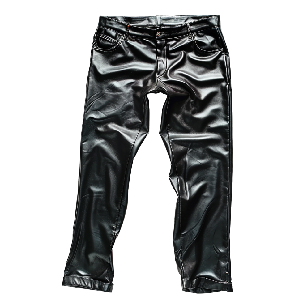 Stylish Black Leather Pants for Men Trendy Faux Leather Trousers png