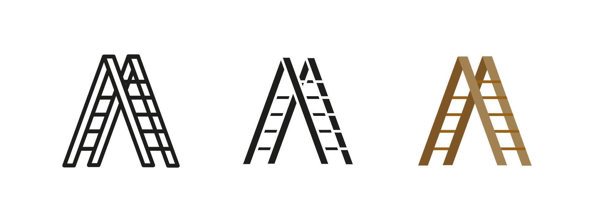Ladder icon. Construction and workplace safety tool illustration. Used for climbing and accessing heights in building, repair and maintenance tasks. Essential for home and industrial projects. vector