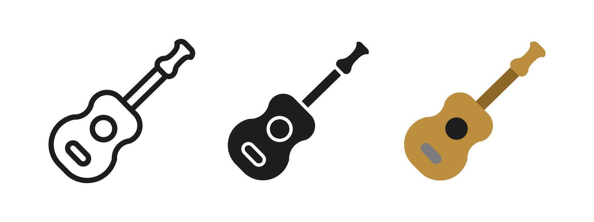 Guitar icon. Acoustic music instrument illustration. Symbol of melody, performance and traditional string sounds. Folk and classic wooden chord device pictogram. vector