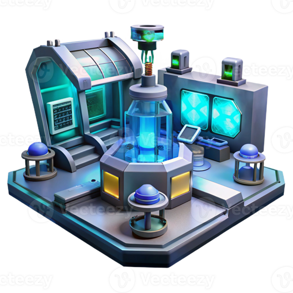 wonderful creative A futuristic laboratory filled with advanced technology, glowing screens and equipment, sterile and clinical lighting, sci-fi style 4K png