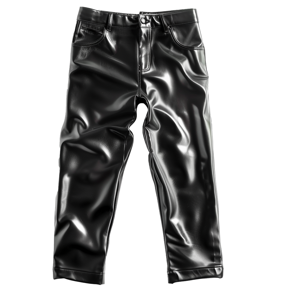 Stylish Black Faux Leather Pants for Women Trendy Cropped Design png