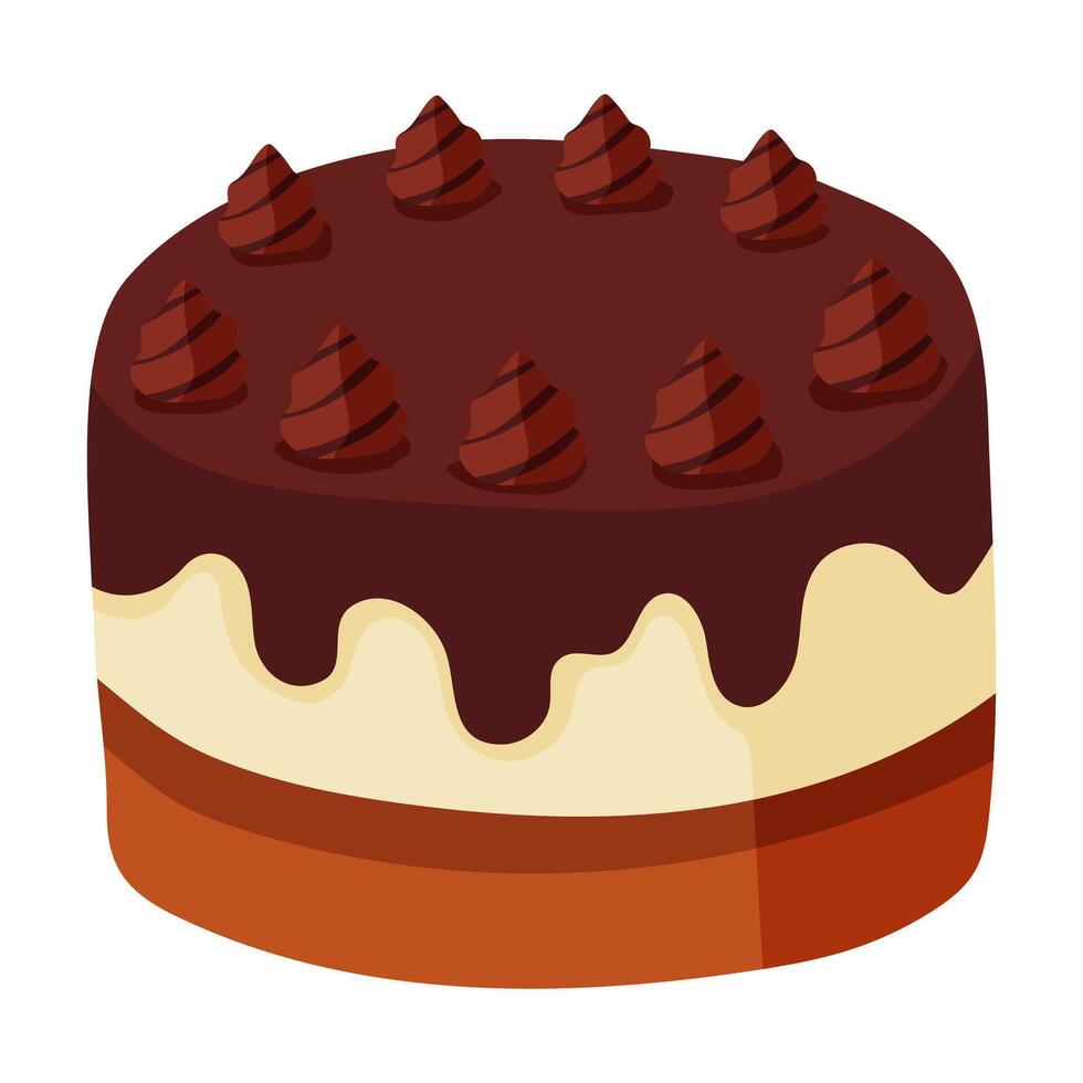 A delicious chocolate cake with a rich, creamy chocolate frosting and a generous amount of chocolate sprinkles. The cake is beautifully decorated with a variety of chocolate toppings vector