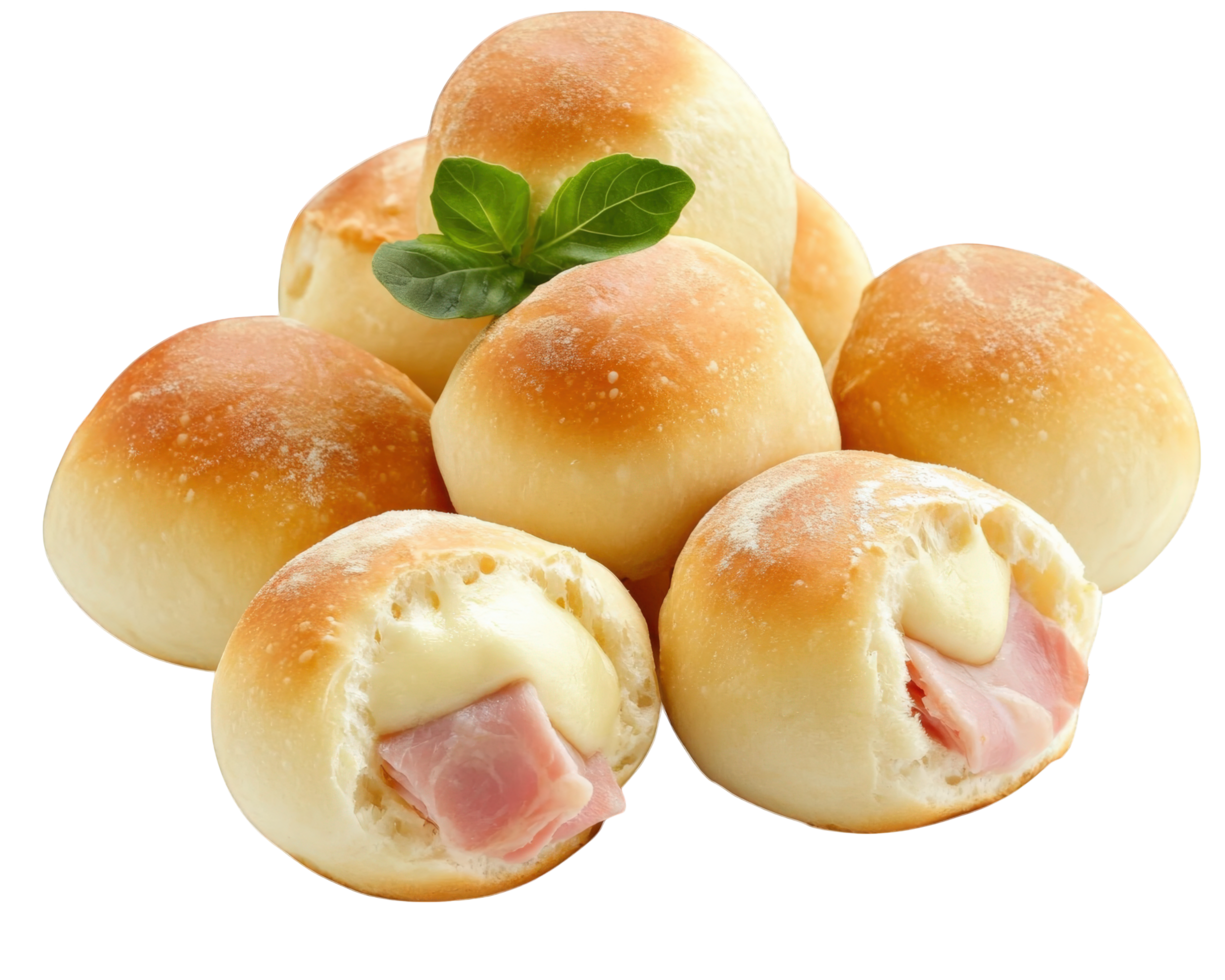 Ham and cheese rolls with a leaf on top png