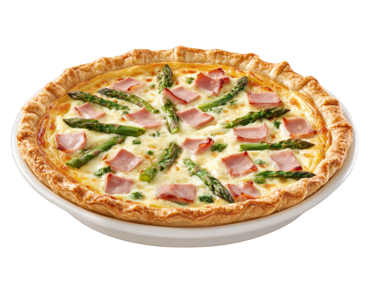 A quiche with ham and asparagus png