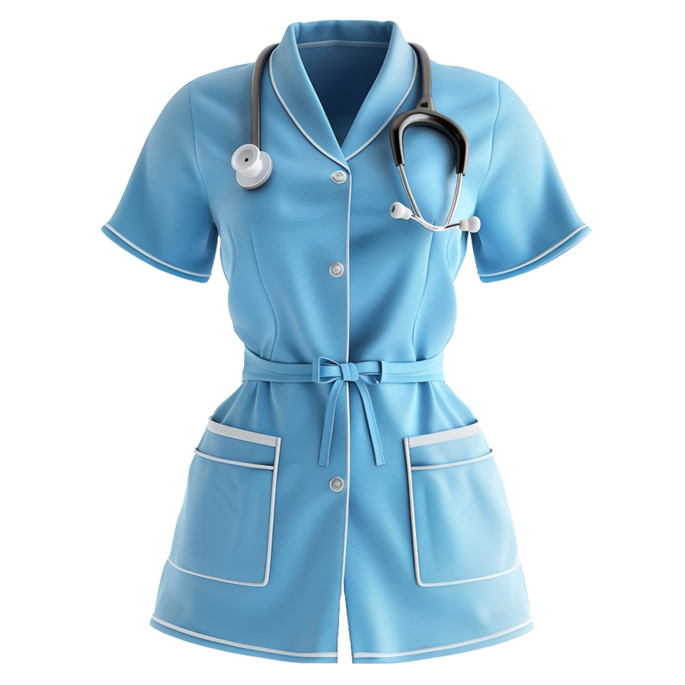 A pristine light blue medical professional uniform with a stethoscope png