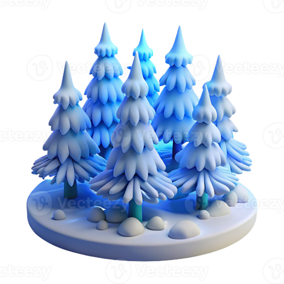elegant contemporary A snow-covered pine forest, soft blue light, winter landscape photography style high resolution png
