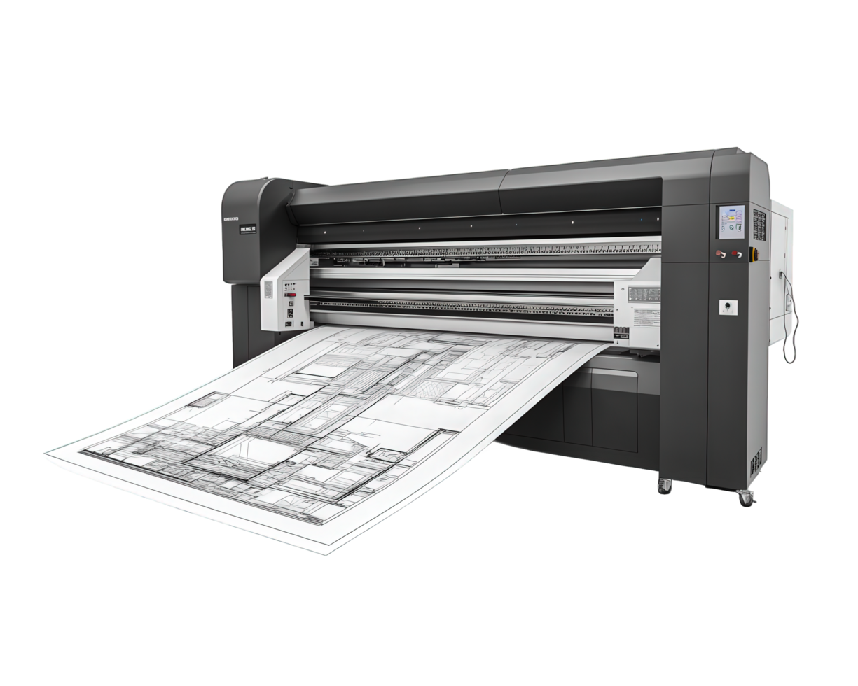 A large format printer with a sheet of paper on top png