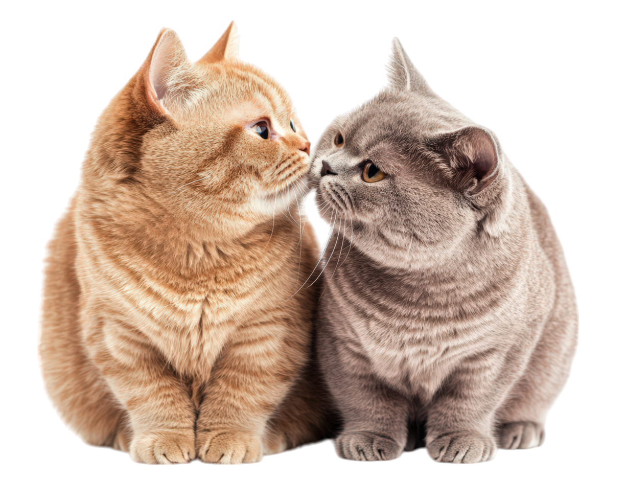 Two cats are sitting next to each other png