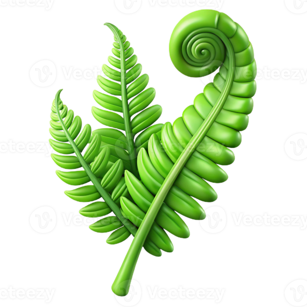 stunning contemporary A lush green fern unfurling, soft diffused light, botanical illustration style 4K png