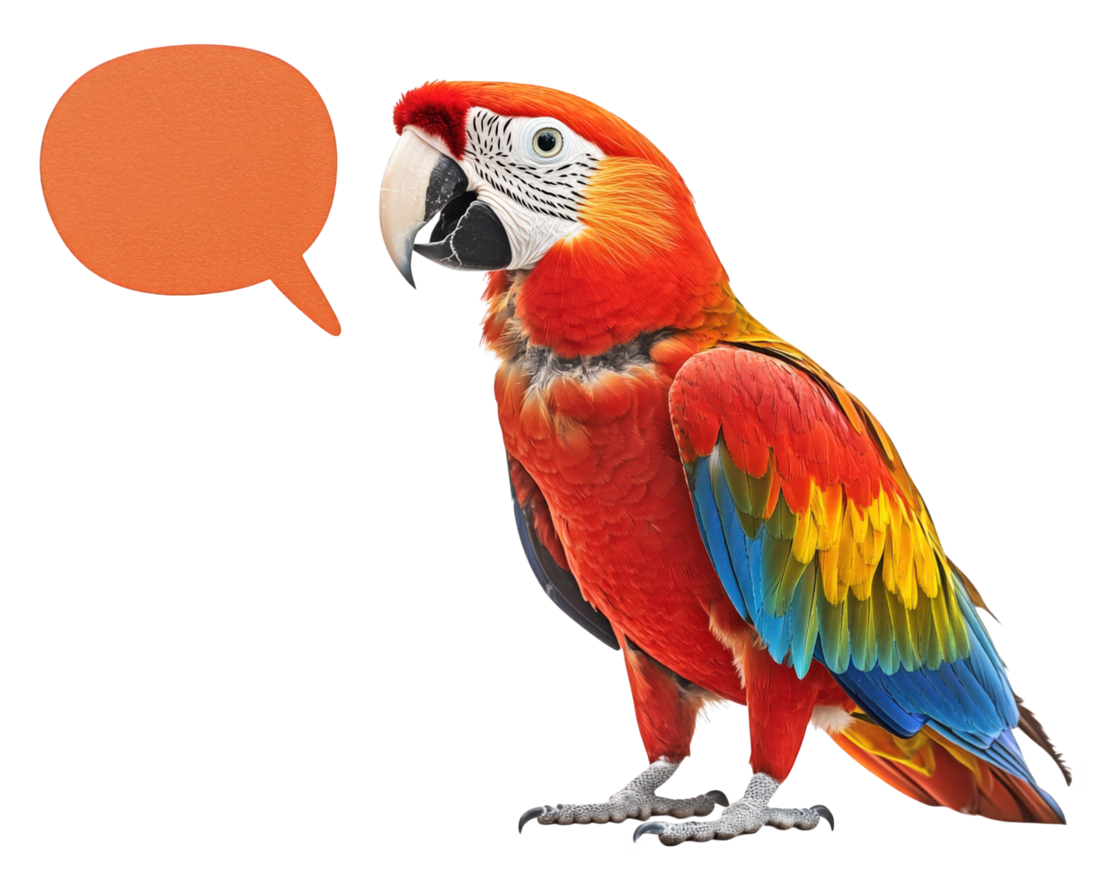 A parrot with a speech bubble png