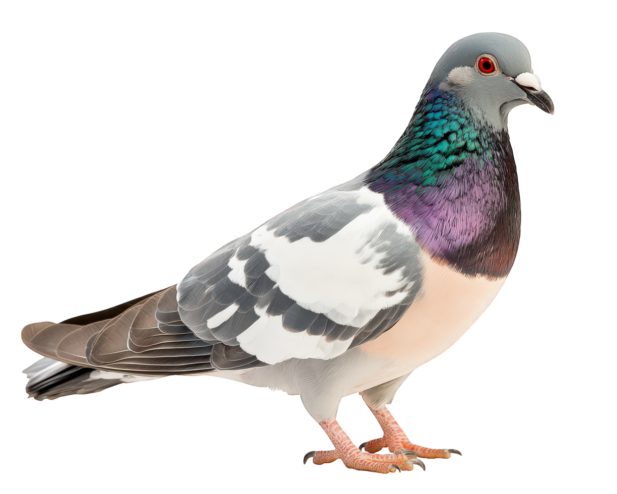 A pigeon with a white and purple head png