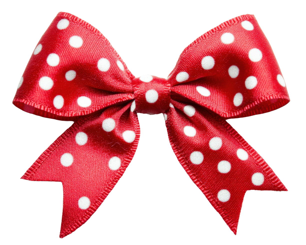 A red polka dot bow with a white dot png