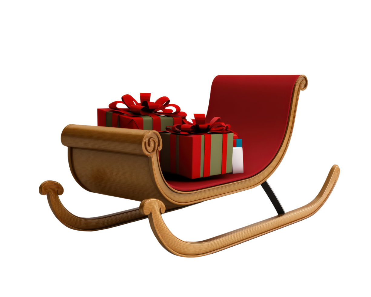Santa sleigh with presents on a black background png
