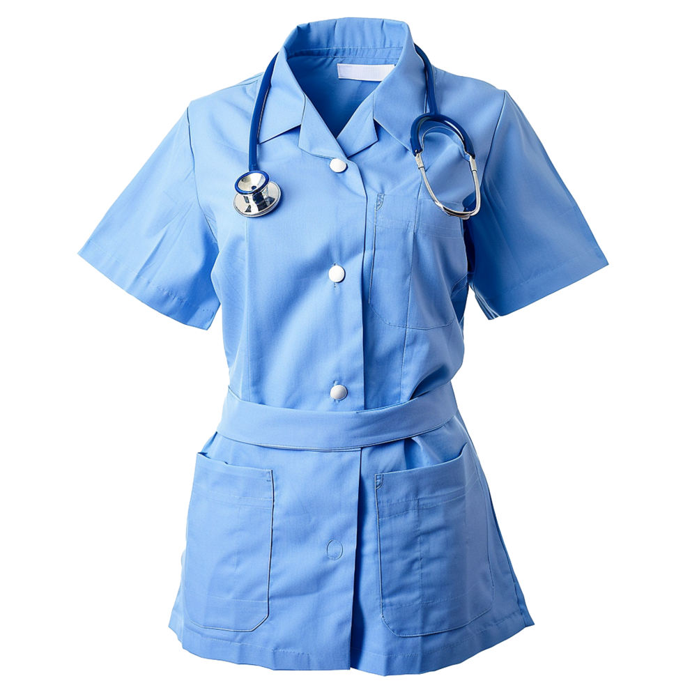 Light Blue Medical Scrub Top with Stethoscope for Healthcare Professionals png