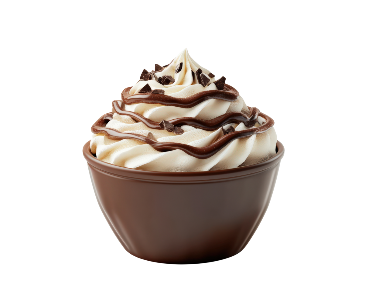 A cup of chocolate whipped cream on a black background png